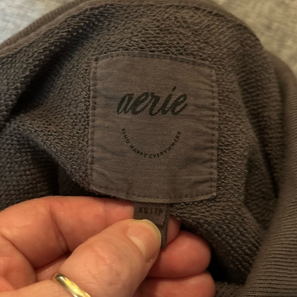 Aerie Grey/Taupe Cotton Oversized Soft Comfy Hoodie, Women’s - Picture 10 of 16